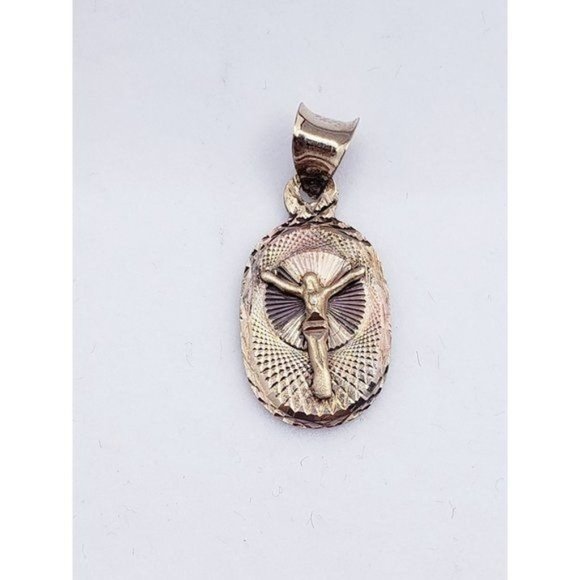 14K Solid Gold Jesus Pendant, 20 mm Real Gold Jesus Christ Pendant, Small Crucif - Picture 9 of 14